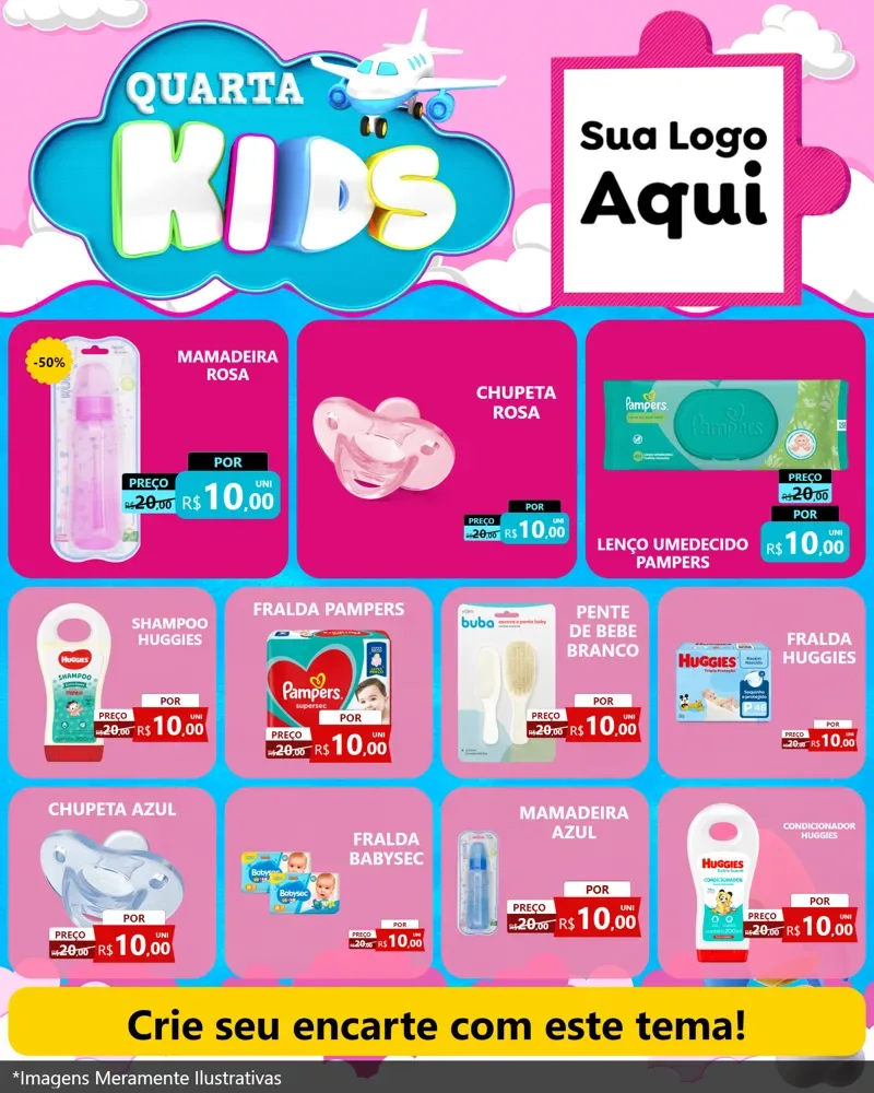 Modelo de Rede Social para Feed Instagram com o tema Quarta Kids para Bebês