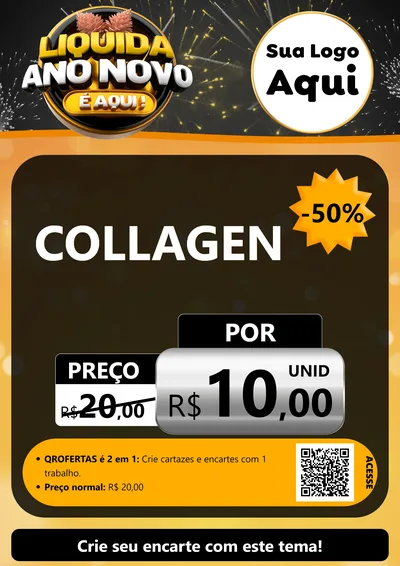 Modelo de Cartaz para Cartaz A4 Vertical com o tema Liquida Ano Novo É Aqui! para Suplementos alimentares