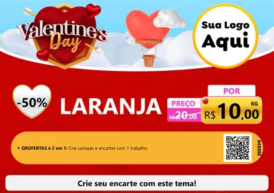 Modelo de Cartaz para Cartaz A4 Horizontal com o tema Valentine's Day para Hortifrúti