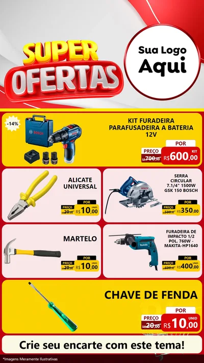 Modelo de TV para TV Vertical com o tema Super Ofertas para Maquinas e Ferramentas