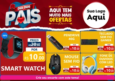 Modelo de Encarte para Encarte A4 Horizontal com o tema Dia dos Pais para Informática