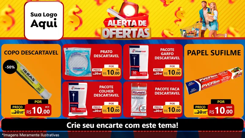 Modelo de TV para TV Horizontal com o tema Alerta de Ofertas para Embalagens