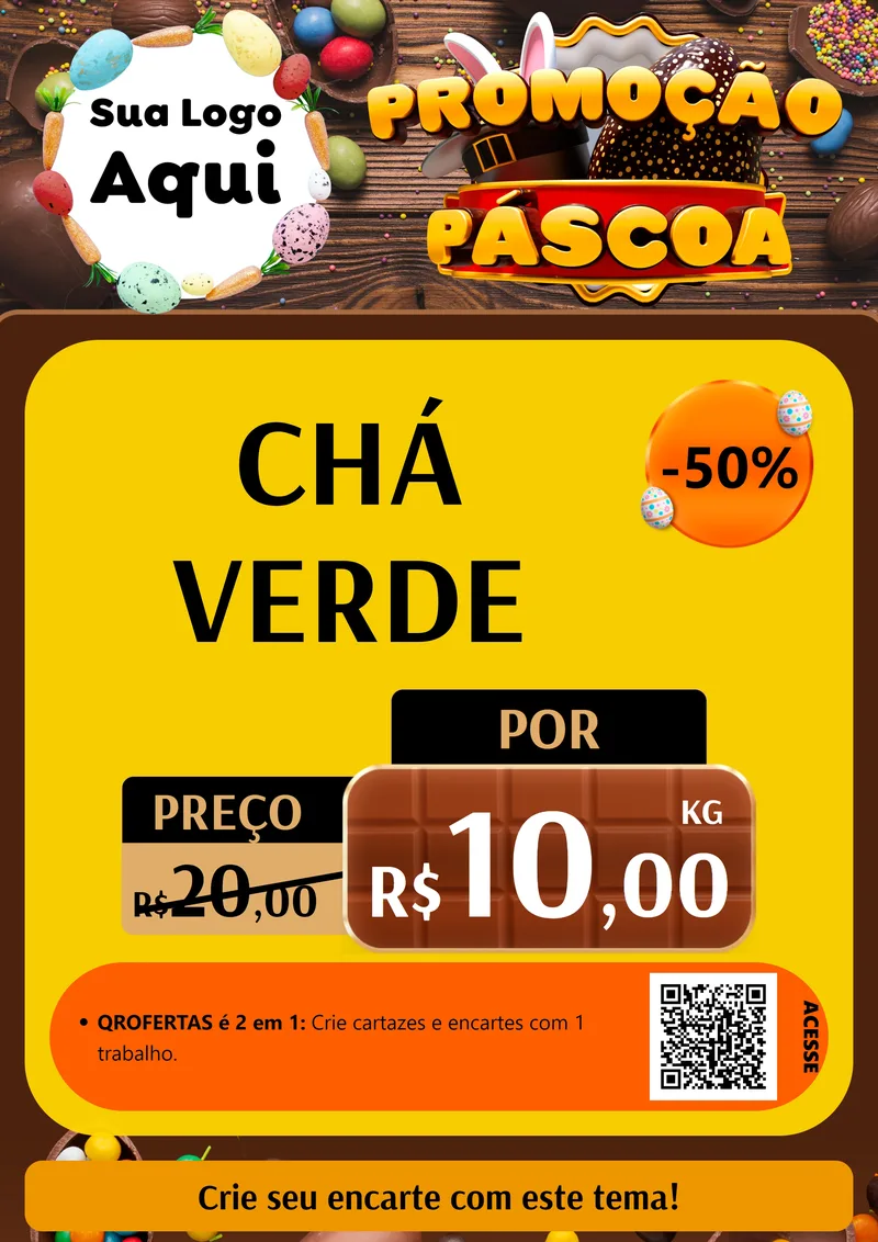 Modelo de Cartaz para Cartaz A4 Vertical com o tema Promoção Páscoa para Produtos Naturais