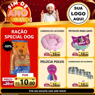 Modelo de Rede Social para Feed Facebook com o tema Fim de Ano Premiado para Pet Shop