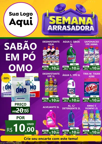 Modelo de Encarte para Encarte A4 Vertical com o tema Semana Arrasadora para Produtos de Limpeza