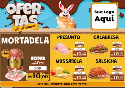 Modelo de Encarte para Encarte A4 Horizontal com o tema Ofertas de Páscoa para Frios e Laticínios