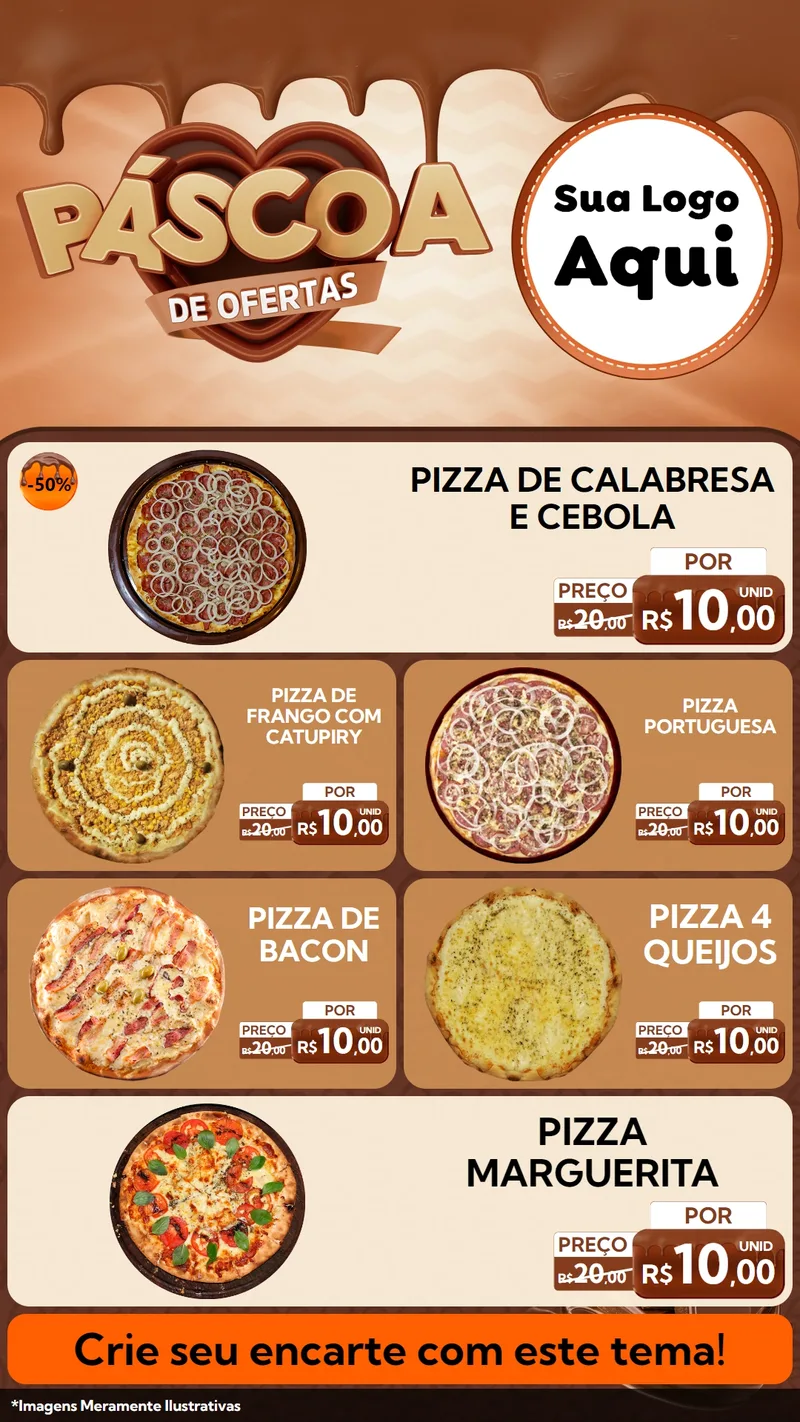 Modelo de TV para TV Vertical com o tema Páscoa de Ofertas para Pizzaria