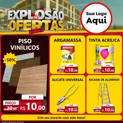 Modelo de Rede Social para Feed Facebook com o tema Explosão de Ofertas - Construção para Material para Construção