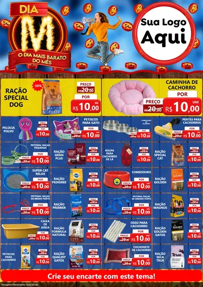Modelo de Encarte para Encarte A4 Vertical com o tema Dia M - O Dia Mais Barato Do Mês para Pet Shop
