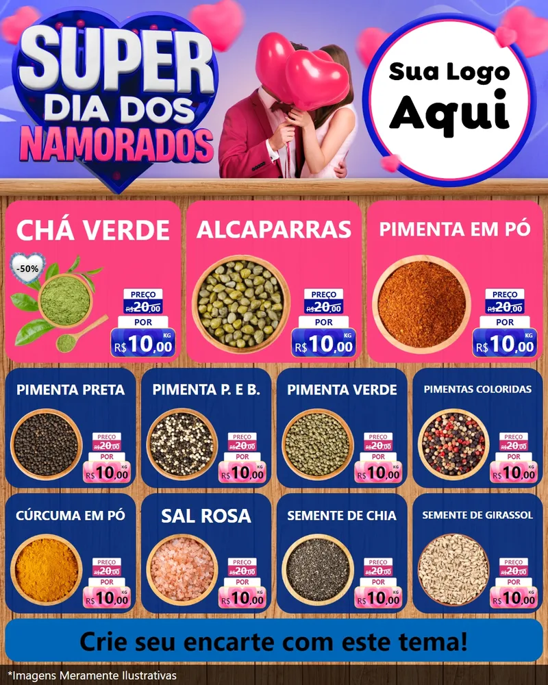 Modelo de Rede Social para Feed Instagram com o tema Super Dia dos Namorados para Produtos Naturais