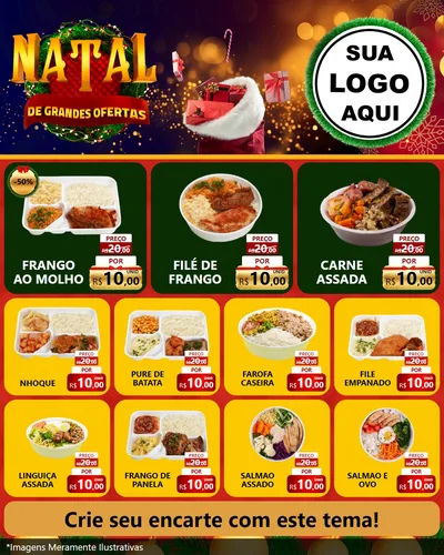 Modelo de Rede Social para Feed Instagram com o tema Natal de Grandes Ofertas para Restaurante