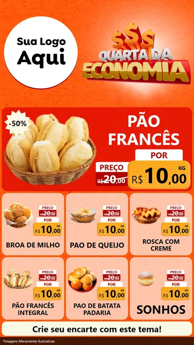 Modelo de Rede Social para Stories com o tema Quarta da Economia para Padaria