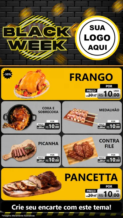 Modelo de TV para TV Vertical com o tema Black Week para Assados