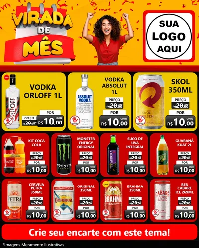 Modelo de Rede Social para Feed Instagram com o tema Virada de Mês para Distribuidora de bebidas