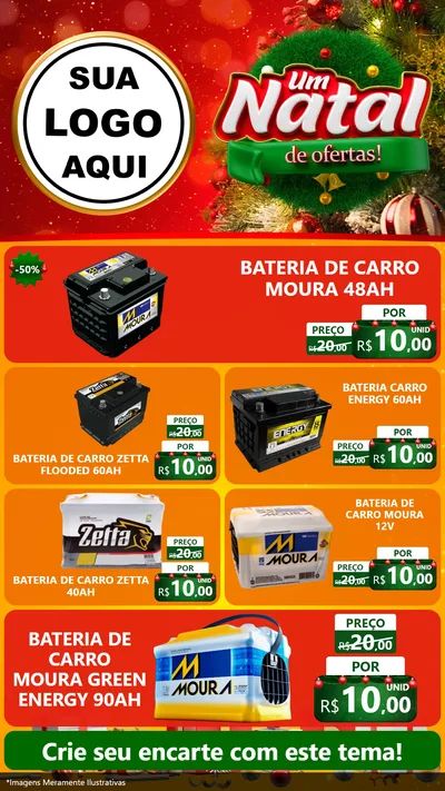 Modelo de TV para TV Vertical com o tema Um Natal de Ofertas para Baterias Elétricas