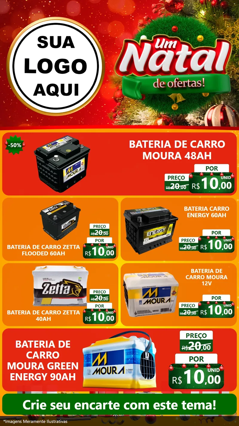 Modelo de TV para TV Vertical com o tema Um Natal de Ofertas para Baterias Elétricas