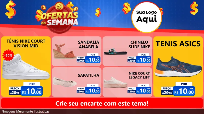 Modelo de TV para TV Horizontal com o tema Ofertas Da Semana para Calçados
