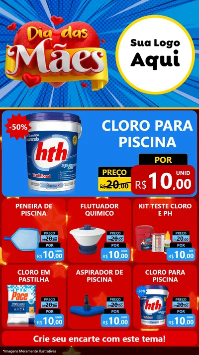 Modelo de Rede Social para Stories com o tema Dia das Mães para Produtos para Piscina