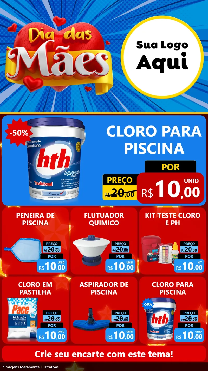 Modelo de Rede Social para Stories com o tema Dia das Mães para Produtos para Piscina