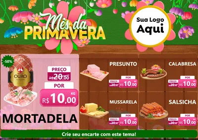 Modelo de Encarte para Encarte A4 Horizontal com o tema Mês da Primavera para Frios e Laticínios