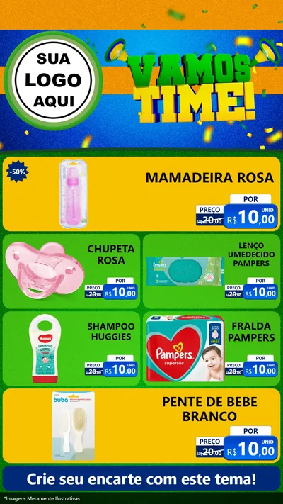 Modelo de TV para TV Vertical com o tema Vamos Time! para Bebês