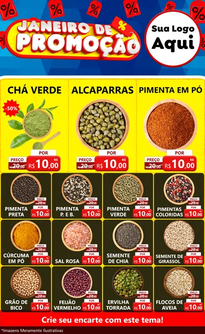 Modelo de Encarte para Encarte Grande com o tema Janeiro de Promoção para Produtos Naturais