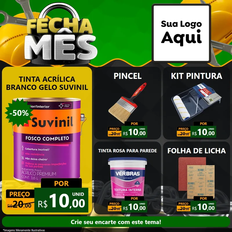 Modelo de Rede Social para Feed Facebook com o tema Fecha Mês para Tintas e Ferramentas
