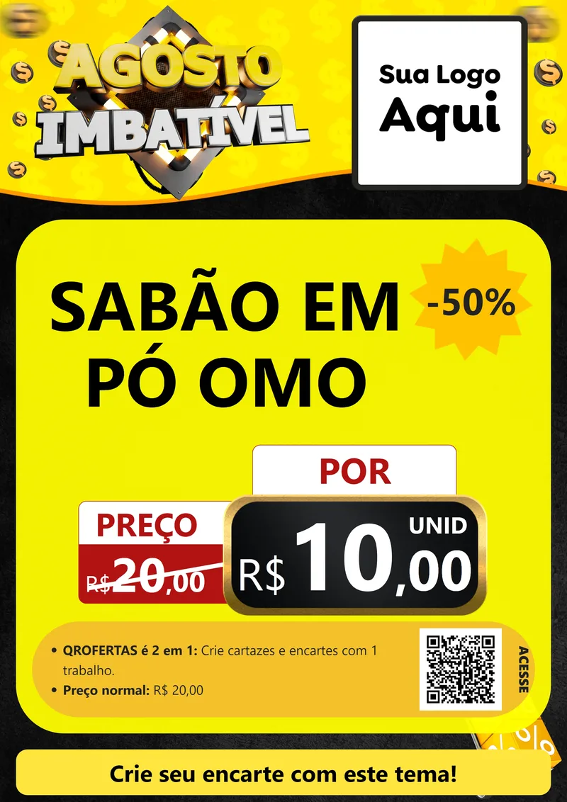 Modelo de Cartaz para Cartaz A4 Vertical com o tema Agosto Imbatível para Produtos de Limpeza