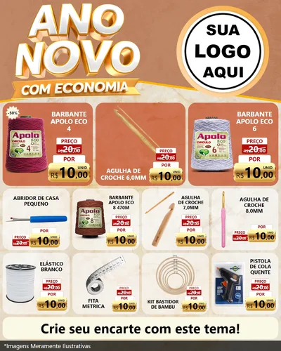 Modelo de Rede Social para Feed Instagram com o tema Ano Novo Com Economia para Armarinho e Aviamentos