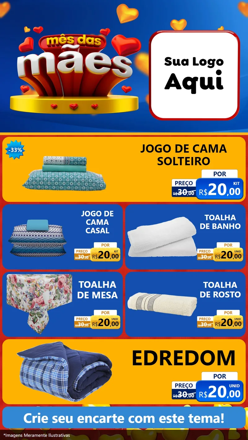 Modelo de TV para TV Vertical com o tema Mês das Mães para Cama, Mesa e Banho