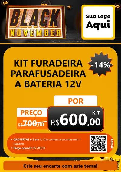 Modelo de Cartaz para Cartaz A4 Vertical com o tema Black November para Maquinas e Ferramentas