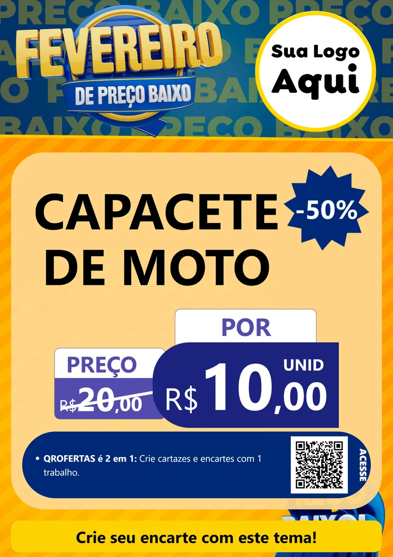 Modelo de Cartaz para Cartaz A4 Vertical com o tema Fevereiro de Preço Baixo para Moto peças