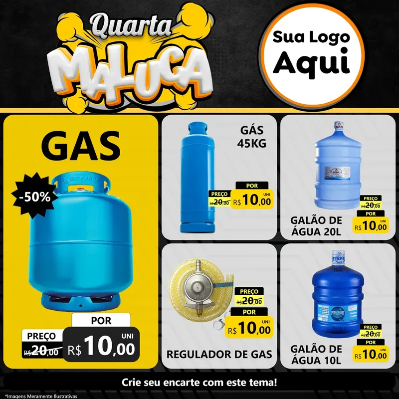 Modelo de Rede Social para Feed Facebook com o tema Quarta Maluca para Água e gás