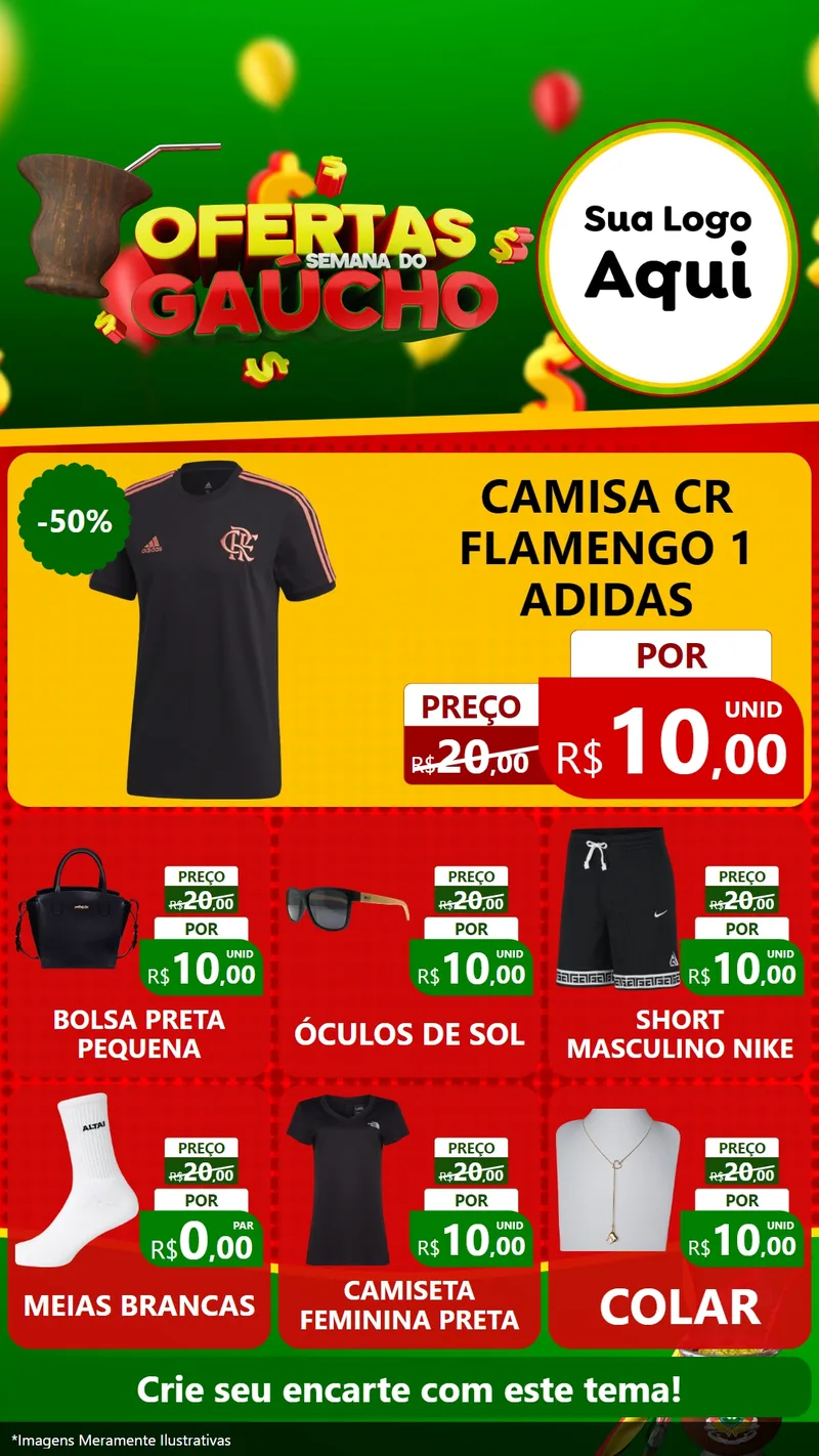 Modelo de Rede Social para Stories com o tema Ofertas Semana Do Gaúcho para Roupas e acessórios