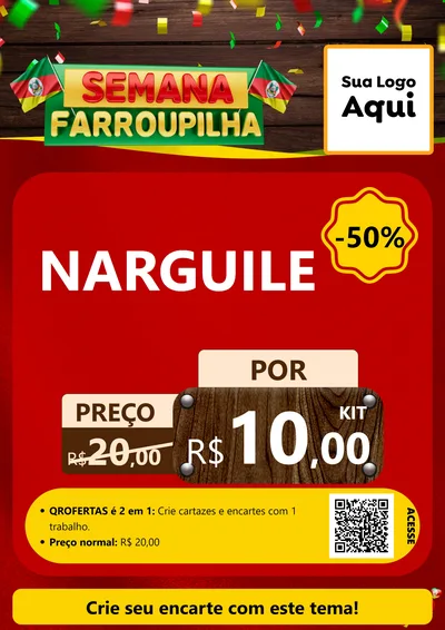 Modelo de Cartaz para Cartaz A4 Vertical com o tema Semana Farroupilha para Tabacaria