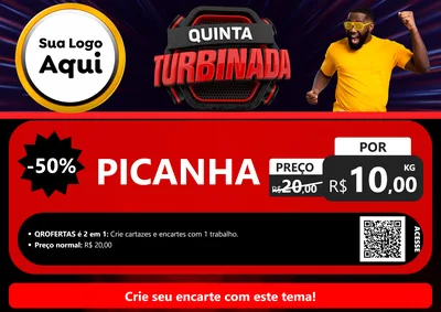 Modelo de Cartaz para Cartaz A4 Horizontal com o tema Quinta Turbinada para Açougue