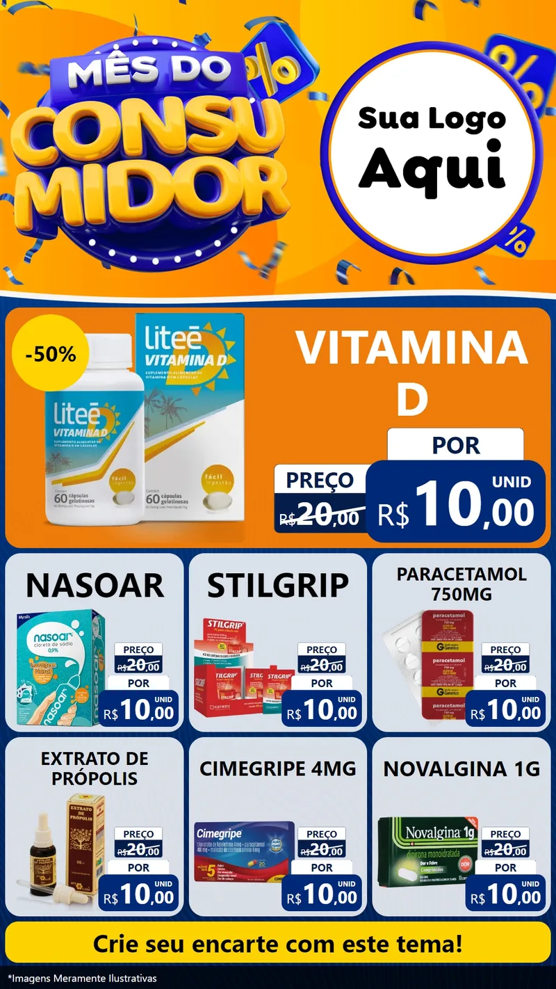 Modelo de Rede Social para Stories com o tema Mês do Consumidor para Farmácia