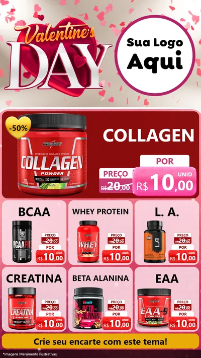 Modelo de Rede Social para Stories com o tema Valentine's Day para Suplementos alimentares