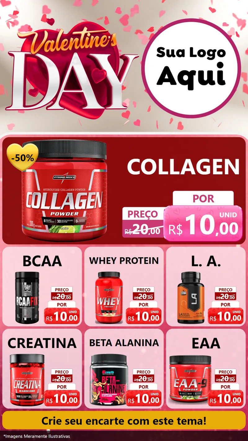Modelo de Rede Social para Stories com o tema Valentine's Day para Suplementos alimentares