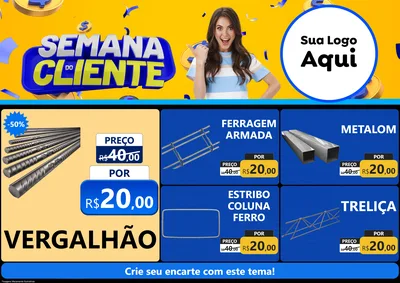 Modelo de Encarte para Encarte A4 Horizontal com o tema Semana do Cliente para Ferragens