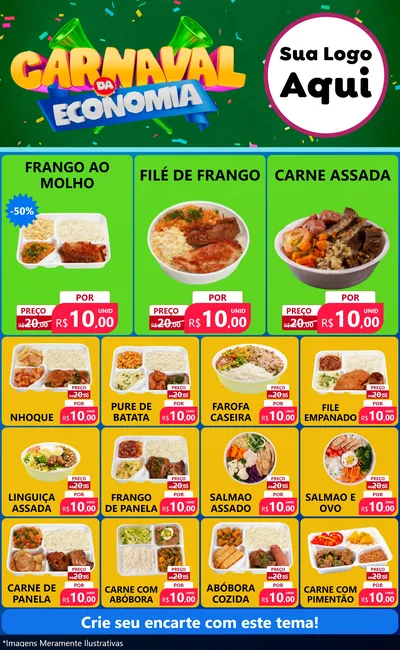 Modelo de Encarte para Encarte Grande com o tema Carnaval da Economia para Restaurante