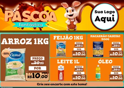 Modelo de Encarte para Encarte A4 Horizontal com o tema Páscoa Fantástica para Supermercado