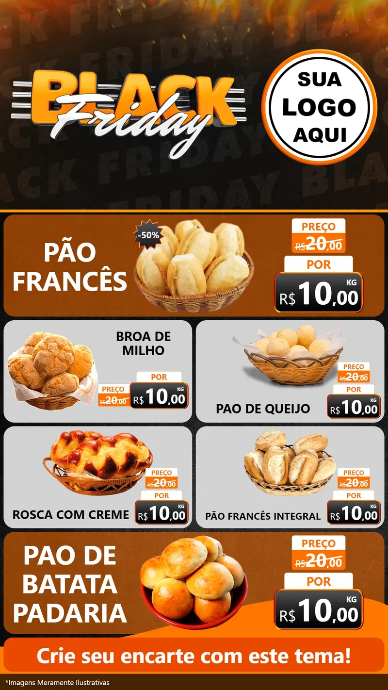 Modelo de TV para TV Vertical com o tema Black Friday para Padaria