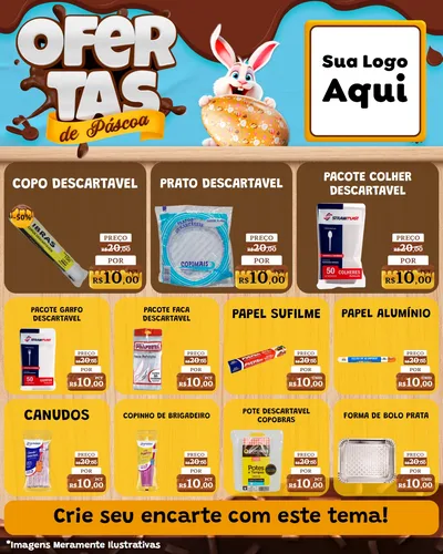 Modelo de Rede Social para Feed Instagram com o tema Ofertas de Páscoa para Embalagens