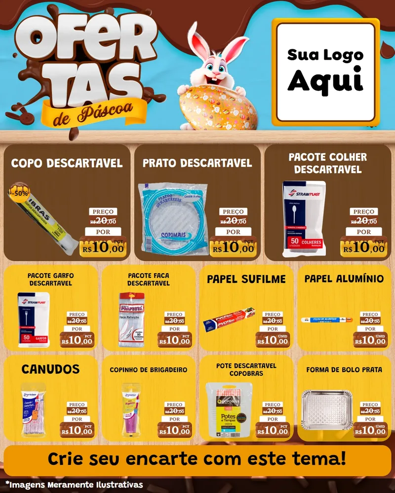 Modelo de Rede Social para Feed Instagram com o tema Ofertas de Páscoa para Embalagens