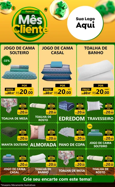 Modelo de Encarte para Encarte Grande com o tema Especial Mês do Cliente para Cama, Mesa e Banho