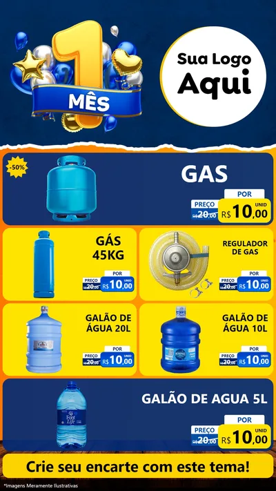 Modelo de TV para TV Vertical com o tema Um Mês de Aniversário para Água e gás