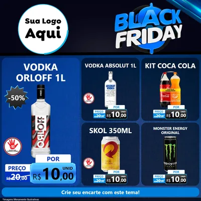 Modelo de Rede Social para Feed Facebook com o tema Black Friday para Distribuidora de bebidas