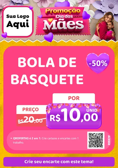 Modelo de Cartaz para Cartaz A4 Vertical com o tema Promoção Dia das Mães para Artigos Esportivos