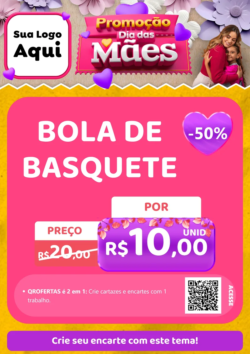 Modelo de Cartaz para Cartaz A4 Vertical com o tema Promoção Dia das Mães para Artigos Esportivos